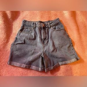 Mid blue wash high waisted turn up mom denim shorts, pretty little thing, size 2